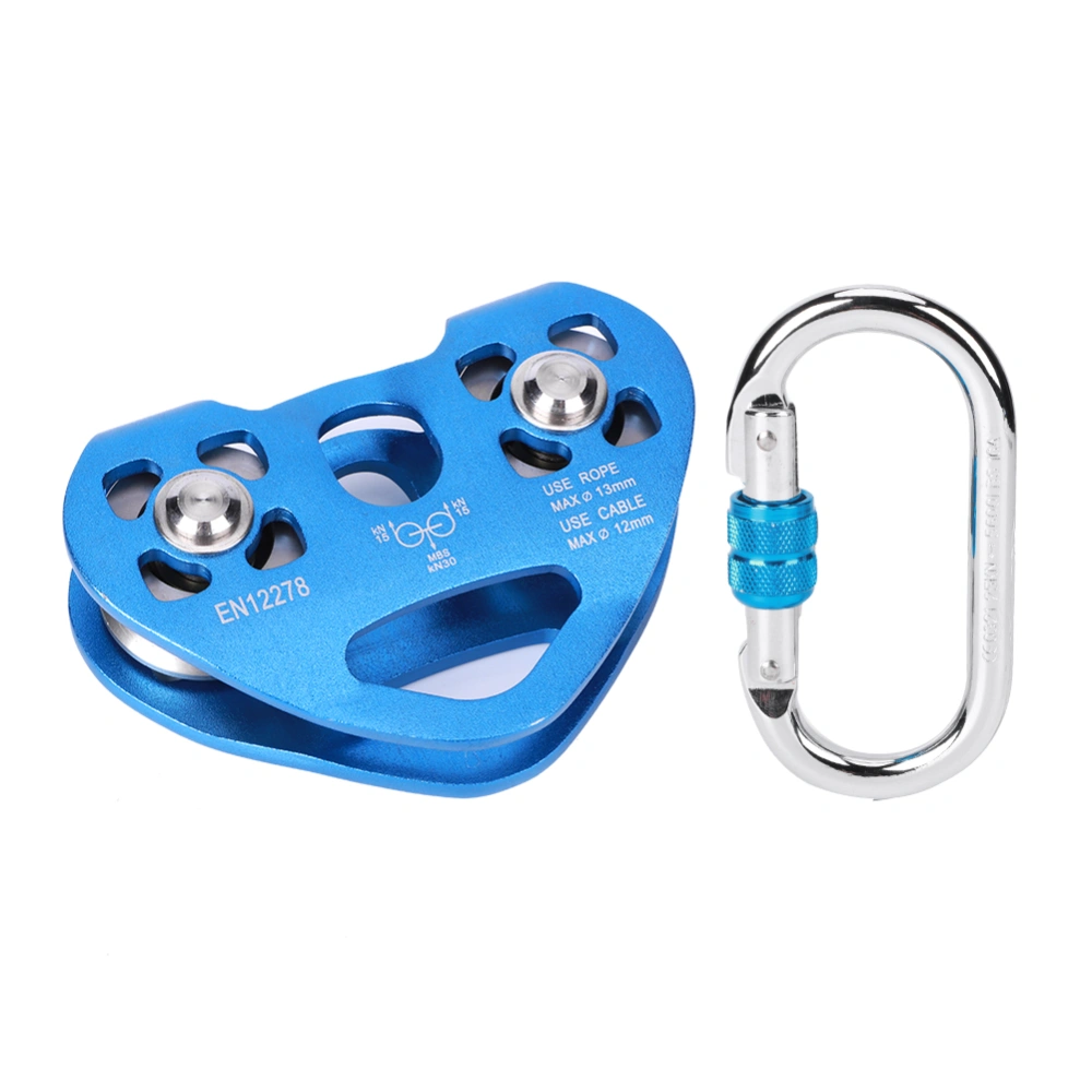 Expansion Heartshaped DoubleShaft Double Pulley with OShape Carabiner for Rock Climbing