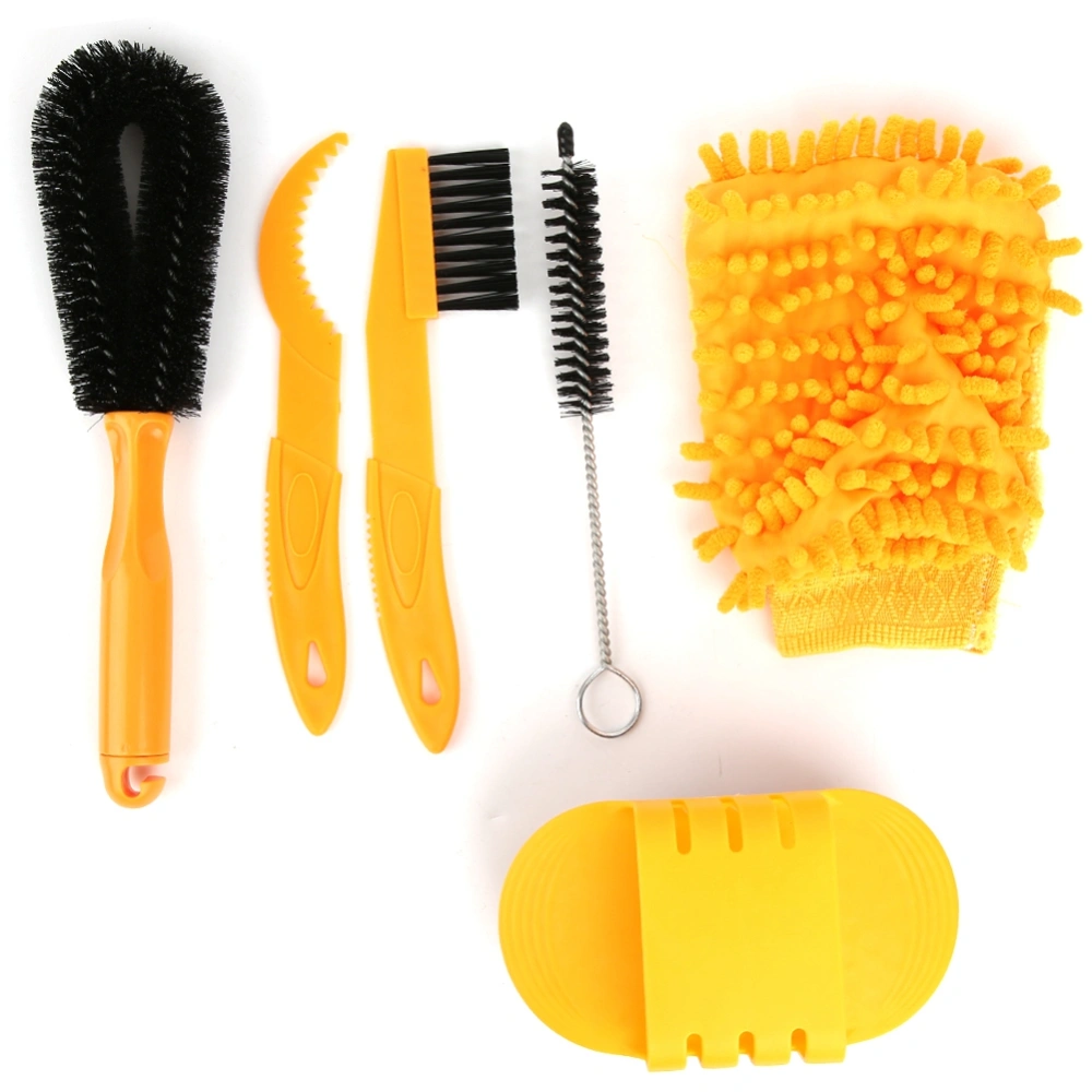 Bicycle Cleaning Tool Set Kit Bike Chain Tire Cleaning Brush Scraping Board Gloves