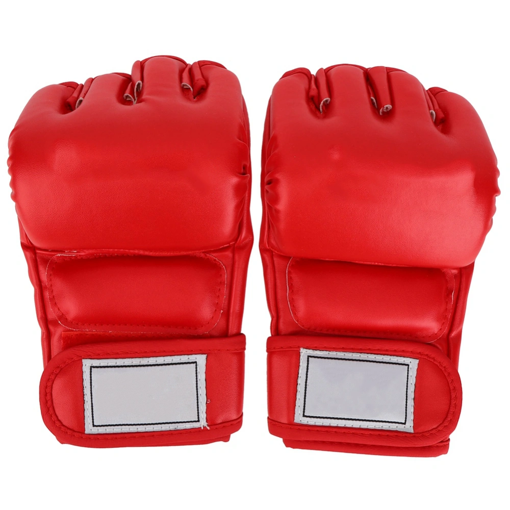 1Pair Man Male Half Finger Boxing Training Gloves Accessory for Kickboxing Sanda Muay Thai(red )