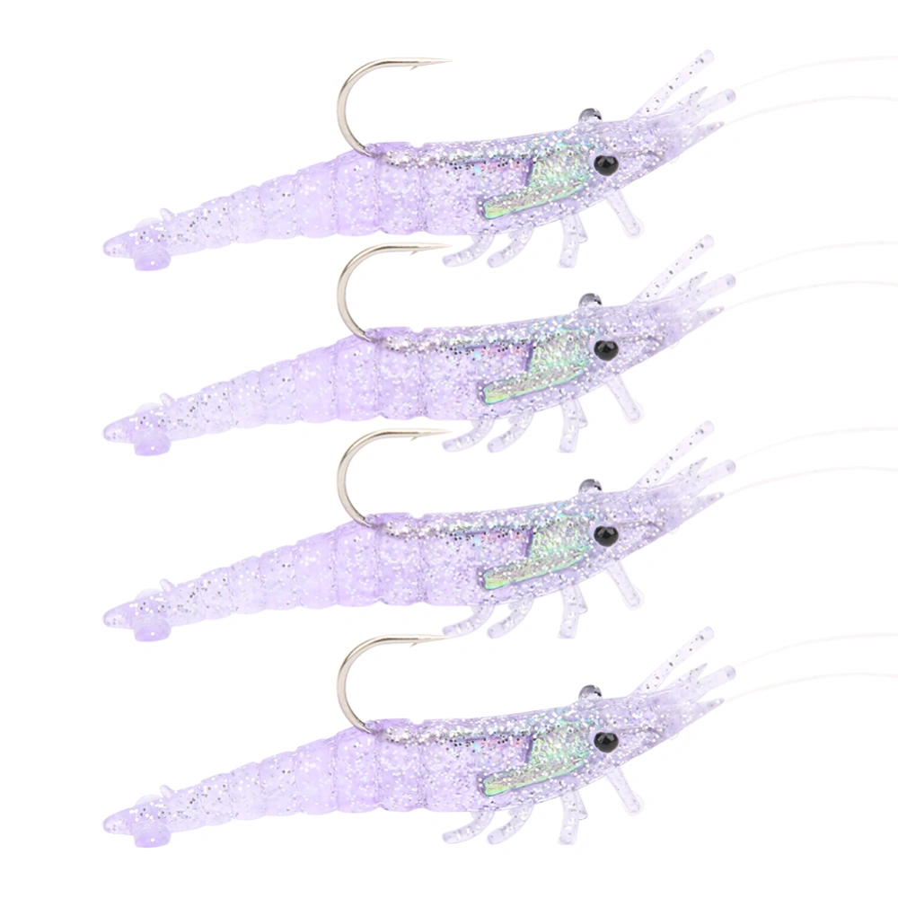 4Pcs 9cm Artificial Simulation Soft Shrimp Fishing Lure Bait with Hook for Freshwater Seawater