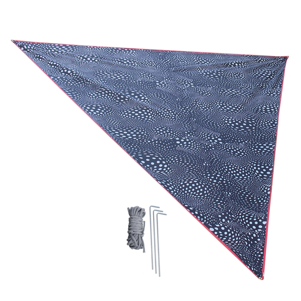 Super Large Sunscreen Camping Awning Portable Windproof Triangle Canopy Outdoor Floor Mat(Black and White 4*4*4M)