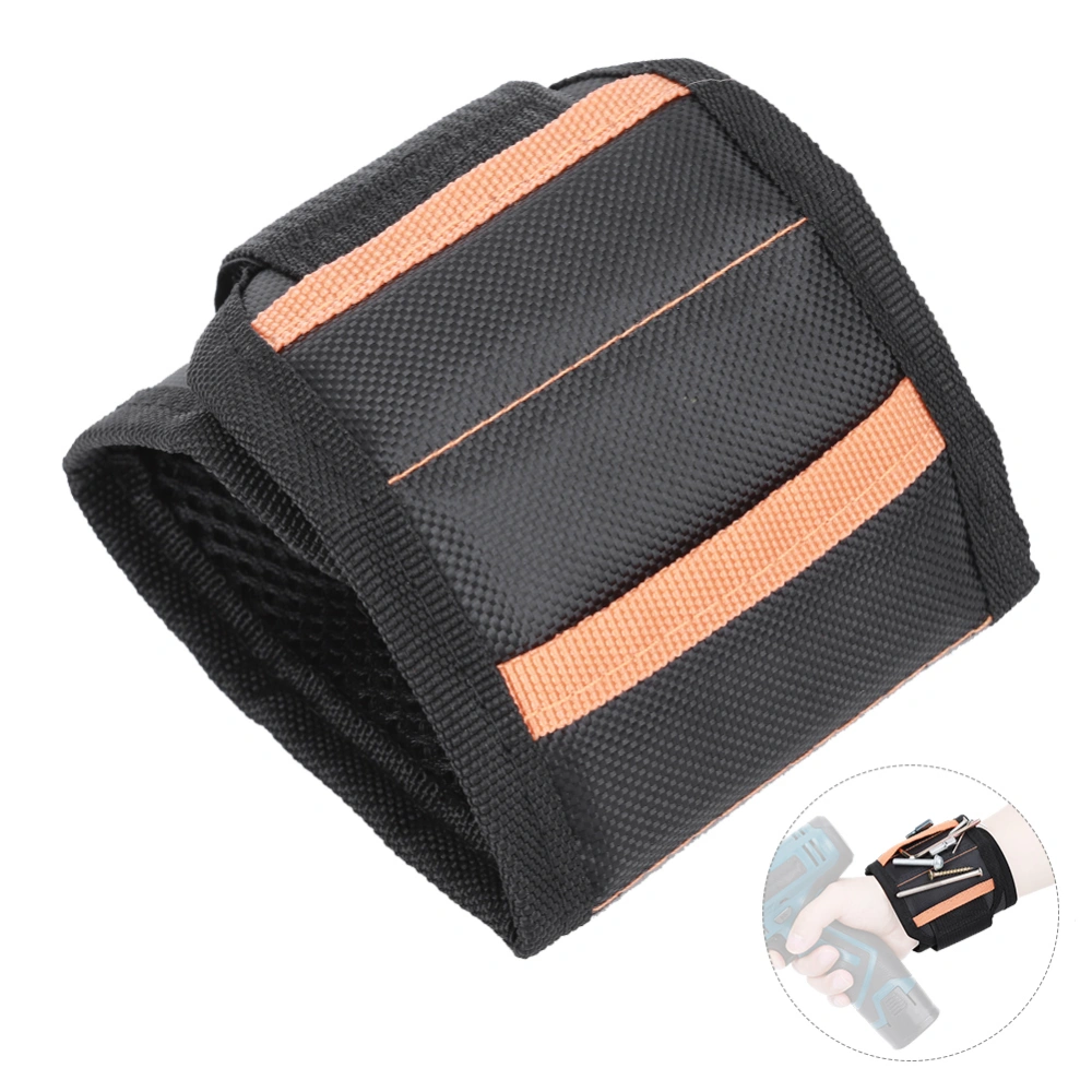 Outdoor Portable 5-Row Magnetic Wristband Magnet Wrist Strap Tool Organizer with Storage Pocket