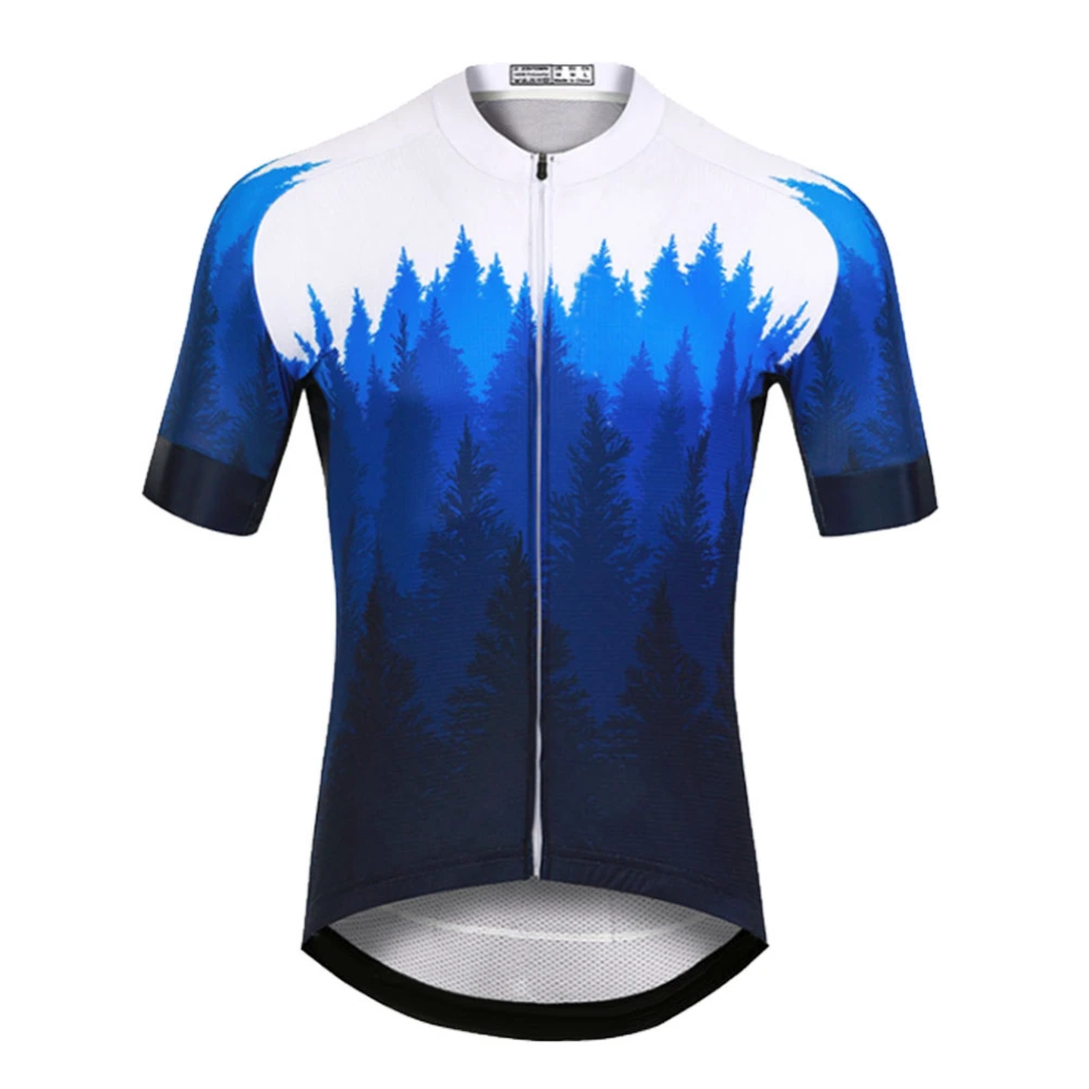 Man Male Tree Grain Blue Summer Outdoor Short Sleeve Bicycle Cycling Wear ClothesTree Grain Blue Short Sleeve XXXL