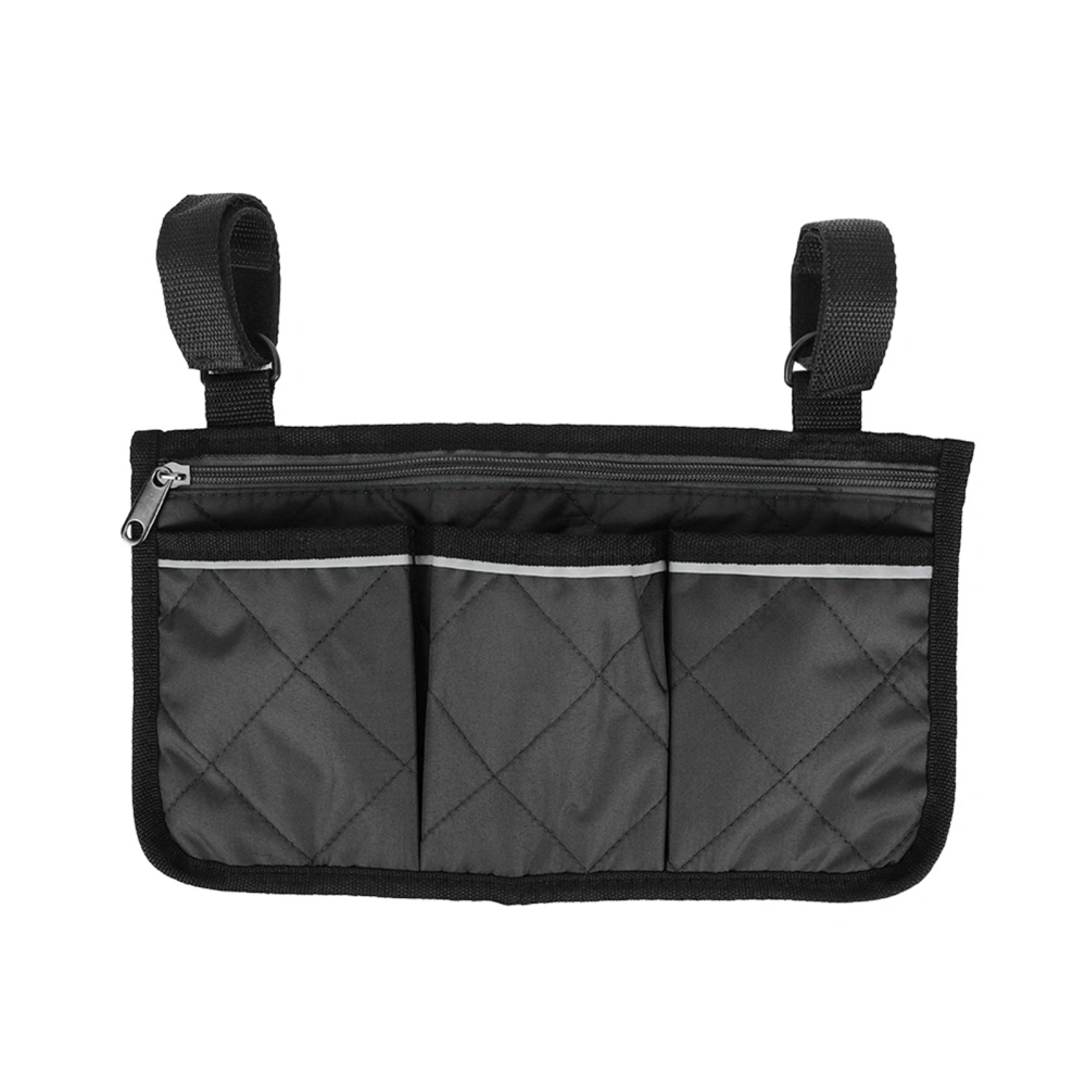 Multifunctional Wheelchair Scooter Armrest Side Bag Walker Hanging Pouch Storage OrganizerBlack