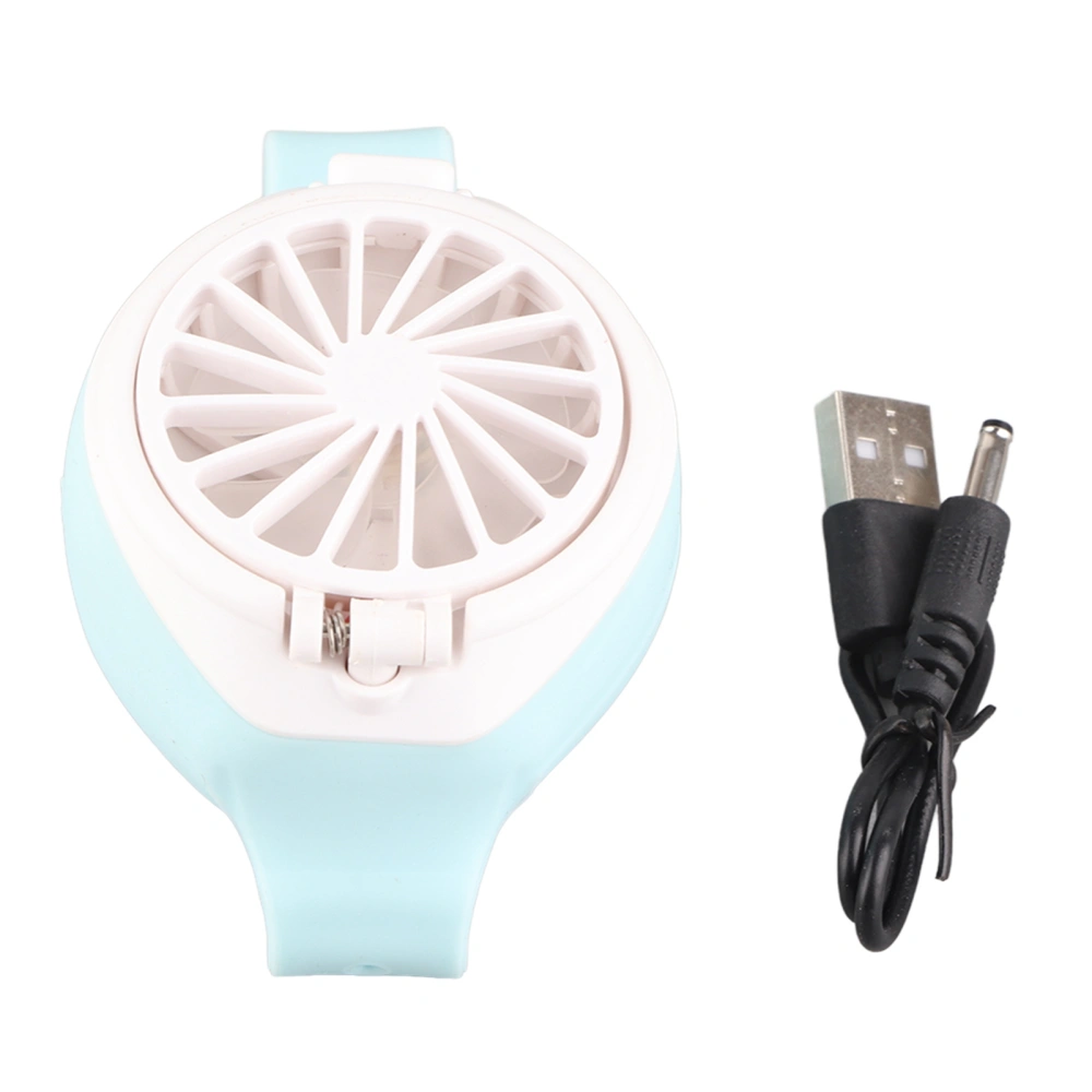 Portable Mini Watch Shaped Fan Children Kids USB Rechargeable Fan with 3 Wind Level Settings for Outdoor(Blue )