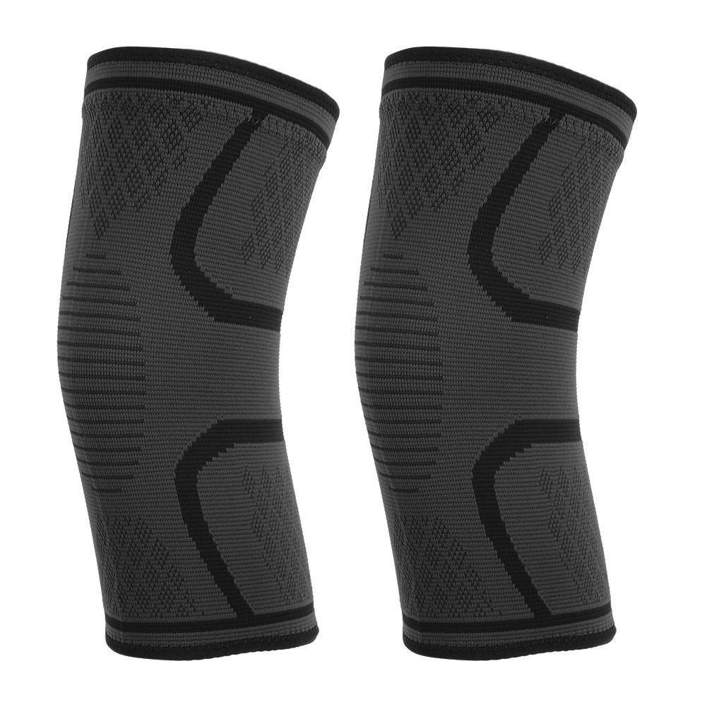 2PCS Nylon Outdoor Sports Knitting Kneepad Summer Anti-Skid Breathable Elastic Knee Guard Exercise Protection(S )