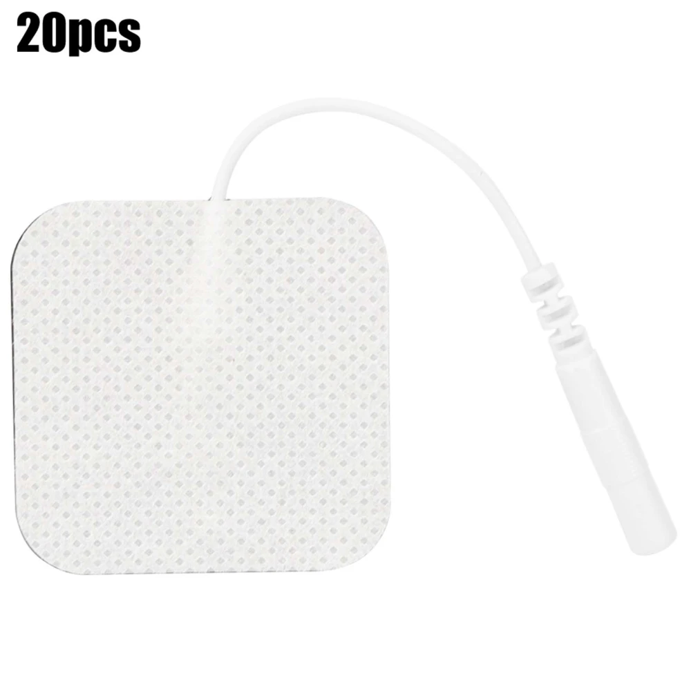 20Pcs 4x4cm 2.0 Holes Electrode Pad Physical Therapy Electrode Patches Nonwovens Silicone Contact Pin Stickings Accessories