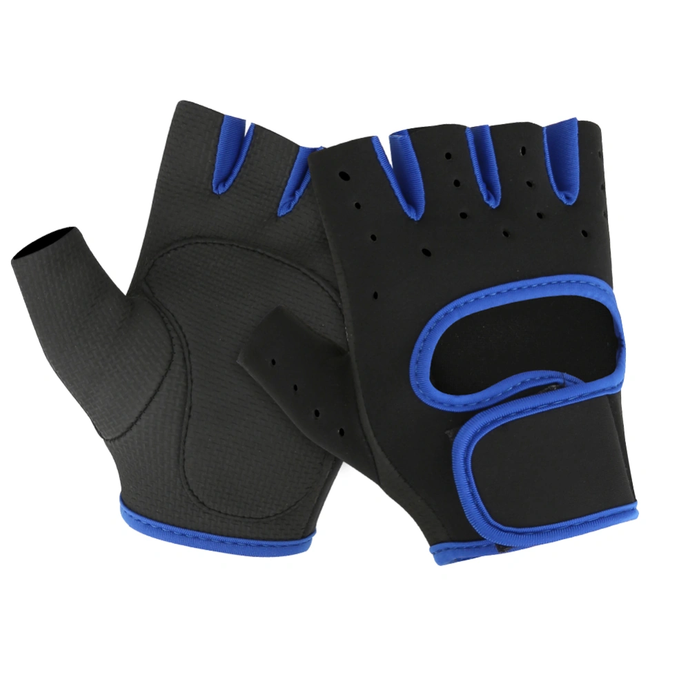 Unisex Outdoor Weight Lifting Half Finger Gloves Anti-Slip Breathable Training Fitness GlovesBlue+Black M