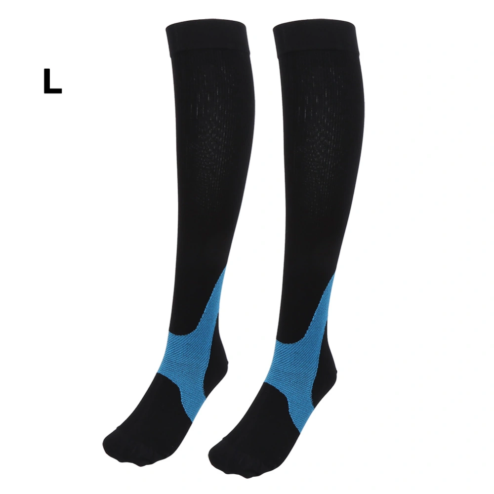 Outdoor Sports Gradient Function Compression Stockings Socks Calf Sleeve for Cycling Marathon Running(Motif X vert foncé L)