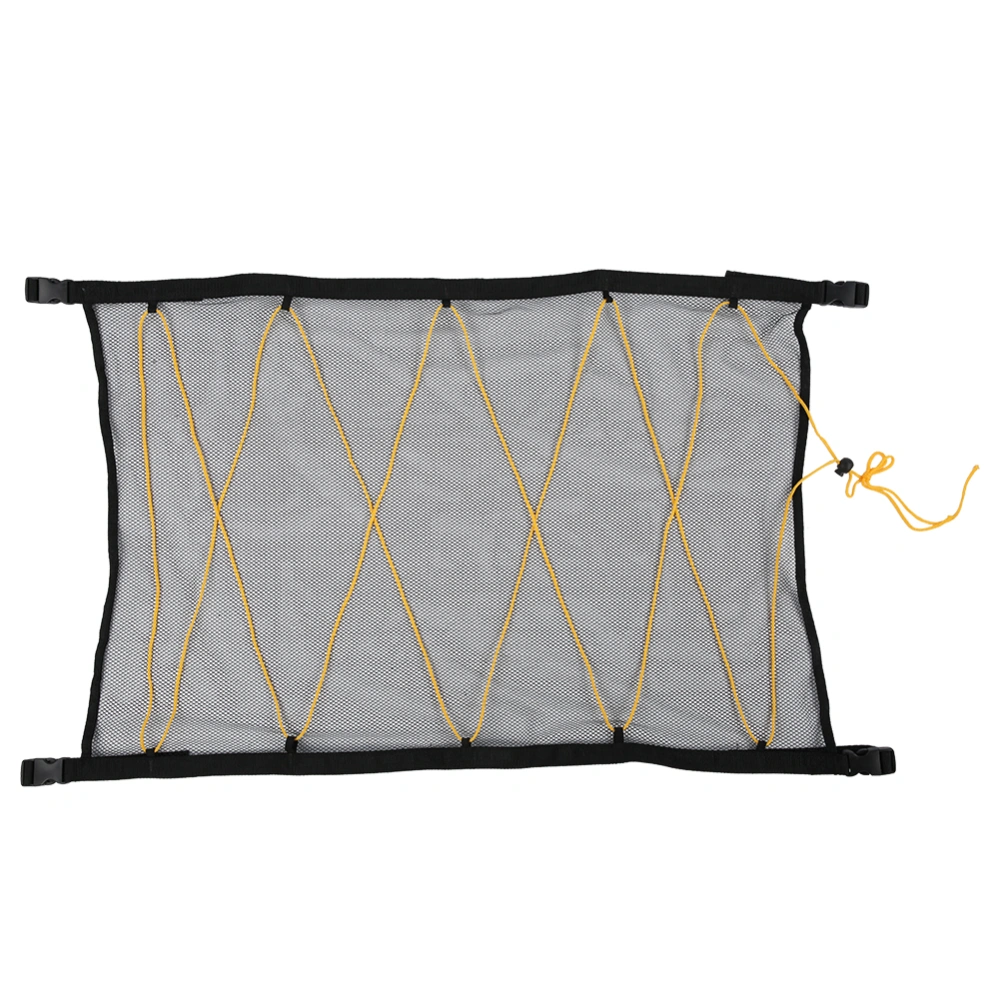 Multifunctional Car Top Organizer Mesh Net Sundries Toys Double Layer Storage Bag Pouch(Monolayer black meshyellow rope )