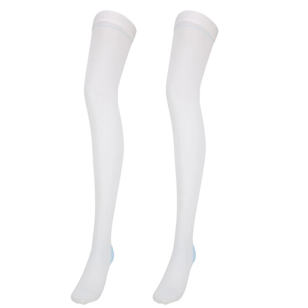 Varicose Vein Stockings Anti-Slip Blood Clots Compression Socks Health Care Stockings(blanc L)