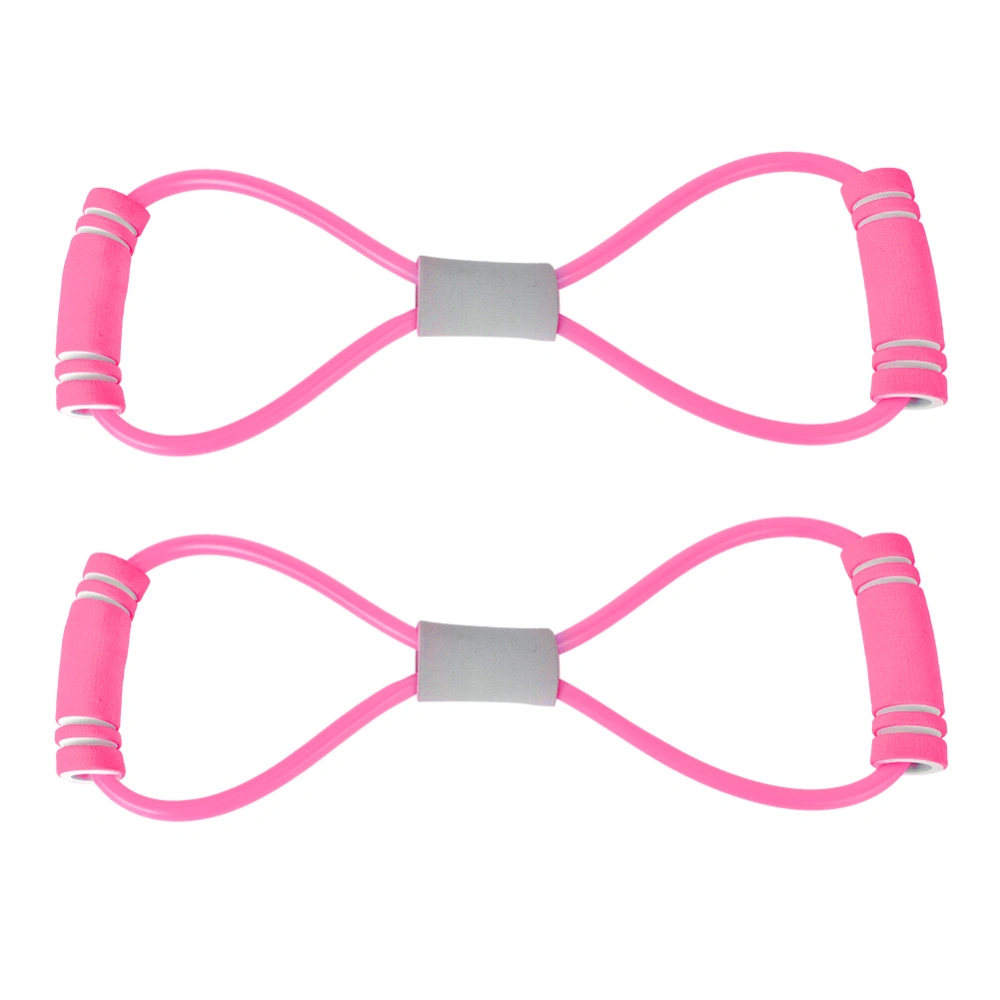 2Pcs 8-Shaped Pull Rope Chest Expander Elasticity Belt Stretching Strap Yoga Fitness Equipmentpink