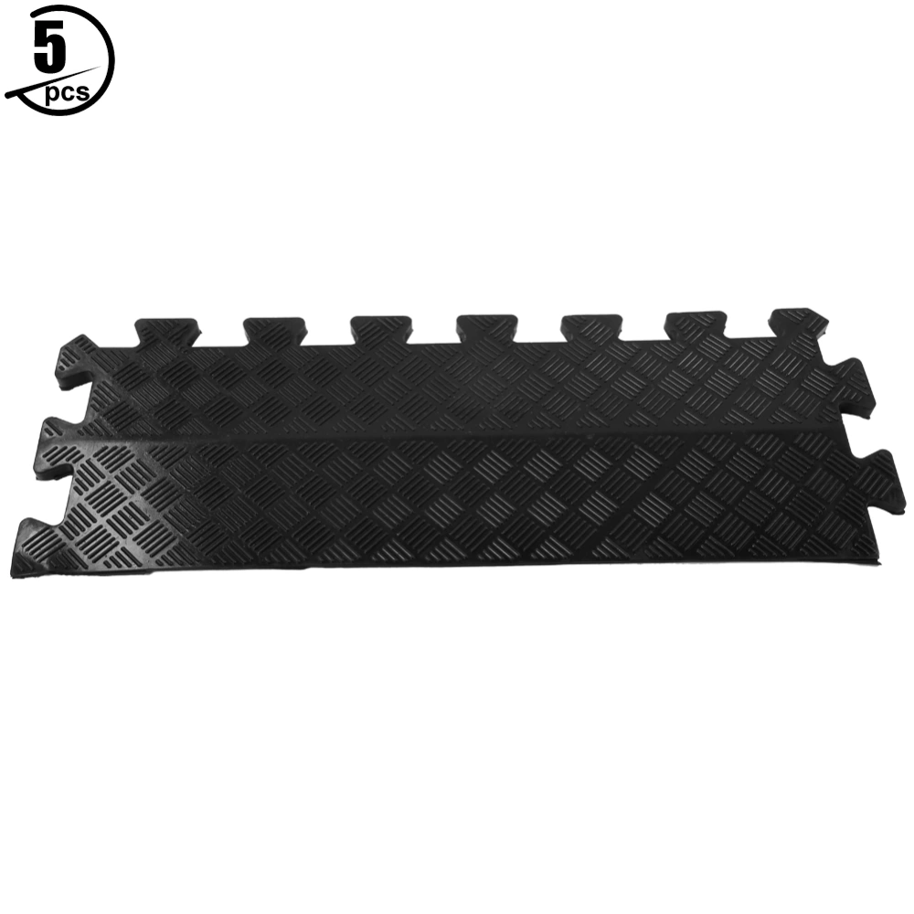 5PCS Rubber Ground Mat Household Buffer Sports Floor Pad Barbell Dumbbell Fitness Damping CushionEdge Mat 50x19cm 5PCS