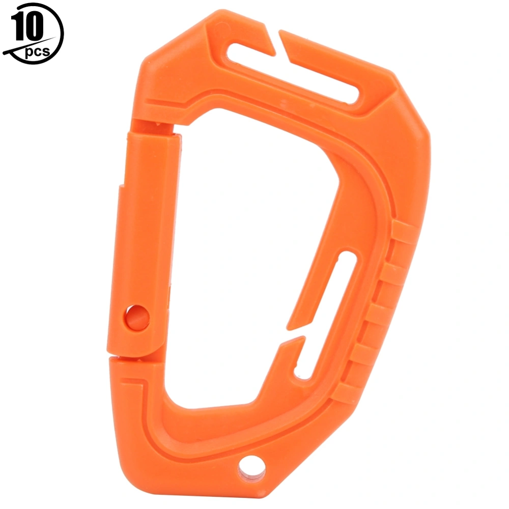 10PCS High Strength D Ring Plastic Carabiner Keychain Hook Buckle for Outdoor Climbing(Orange )