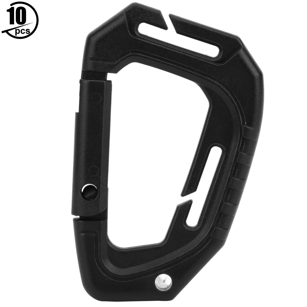 10PCS High Strength D Ring Plastic Carabiner Keychain Hook Buckle for Outdoor Climbing(Black )