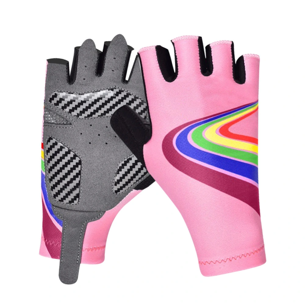 Outdoor Sport Children Bike Cycling Gloves Half Finger Silicone Pad Accessory for Kid(pink M)