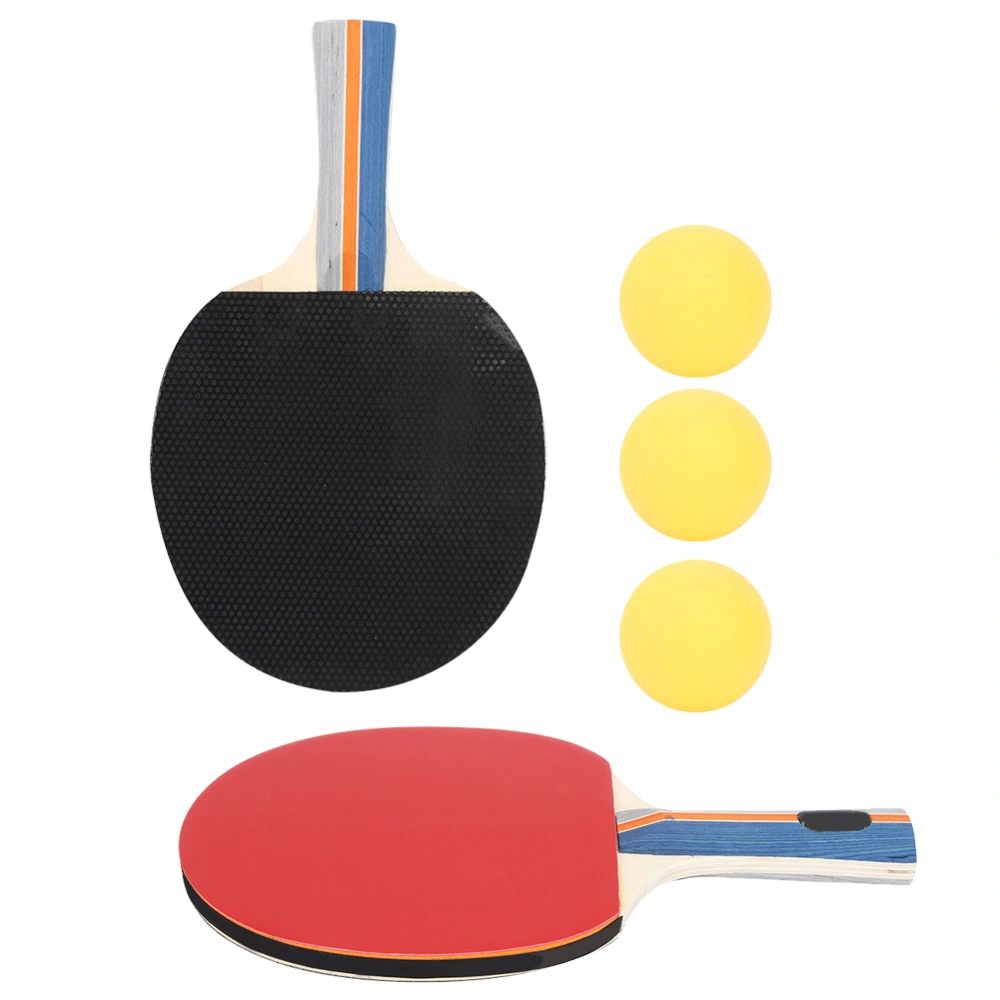 2PCS Table Tennis Rackets Inverted Rubber Paddles with 3 Ping Pong Balls (Random Color)