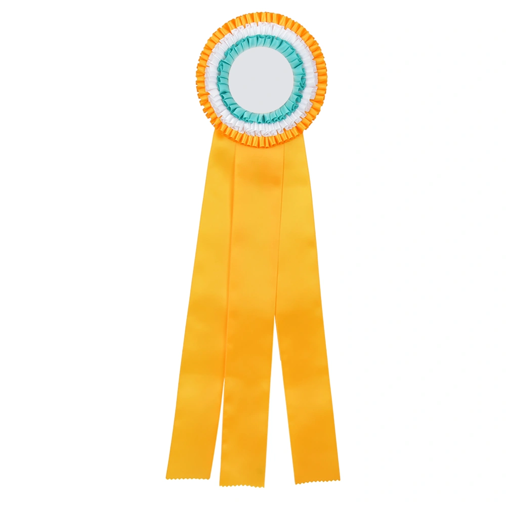 Generous Ribbon Rosette Badge Pin Winners Medal Class Trophy AwardYellow