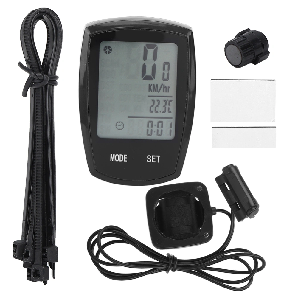 PVC Black Luminous Touching Screen Bicycle Computer English Bike Speedometer Cycling AccessoryBlack Wired