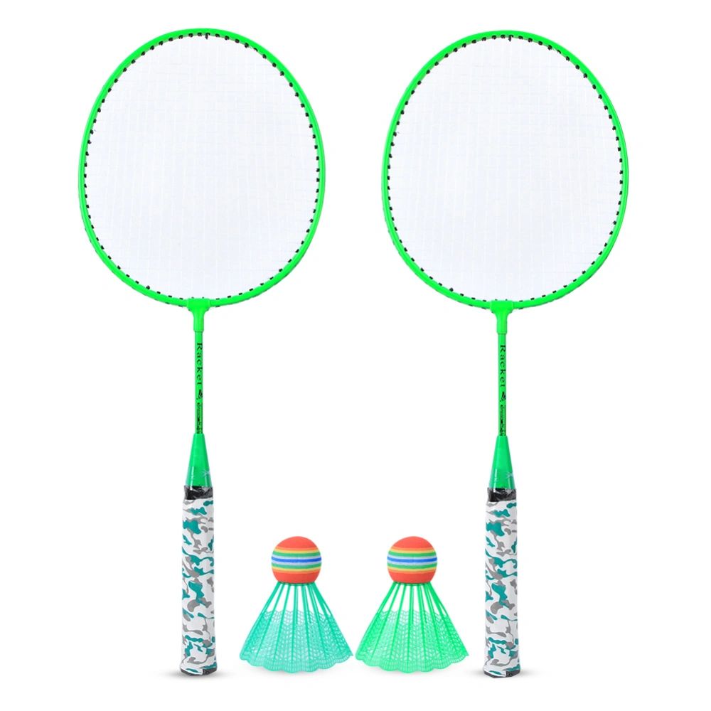 Children Badminton Racket with 2 Balls Set Outdoor Sports Game Kids Boys Girls ToyFluorescent Green