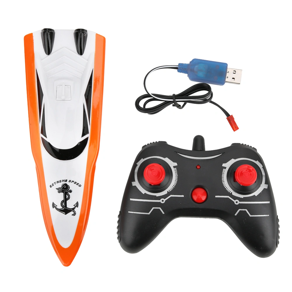 ABS 2.4G Remote Control 4 Channels Mini RC Boat Electric Ship Model Children Water ToyOrange 100B4