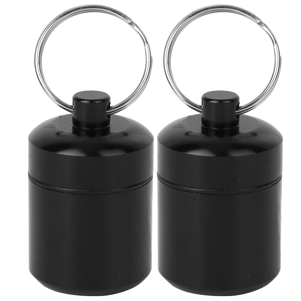 2Pcs/Set Aluminum Alloy Mini Medicine Container Box Waterproof Sealing Metal Can with Key Ring for Coin Earplug Storage