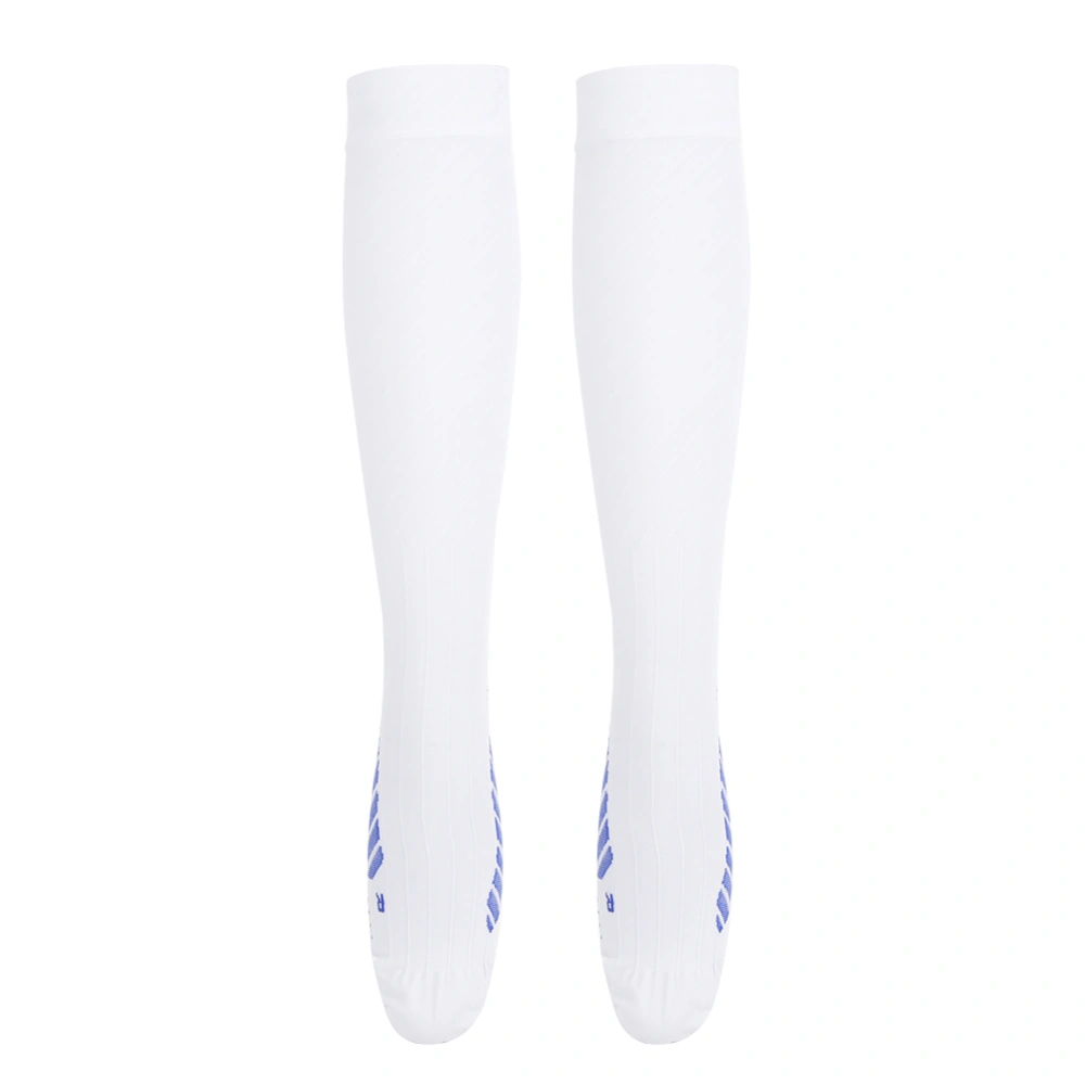 1 Pair of Men Women Sports Running Compression Socks Pain Relief Legs Support for Outdoor Cycling(White Knee High XL)