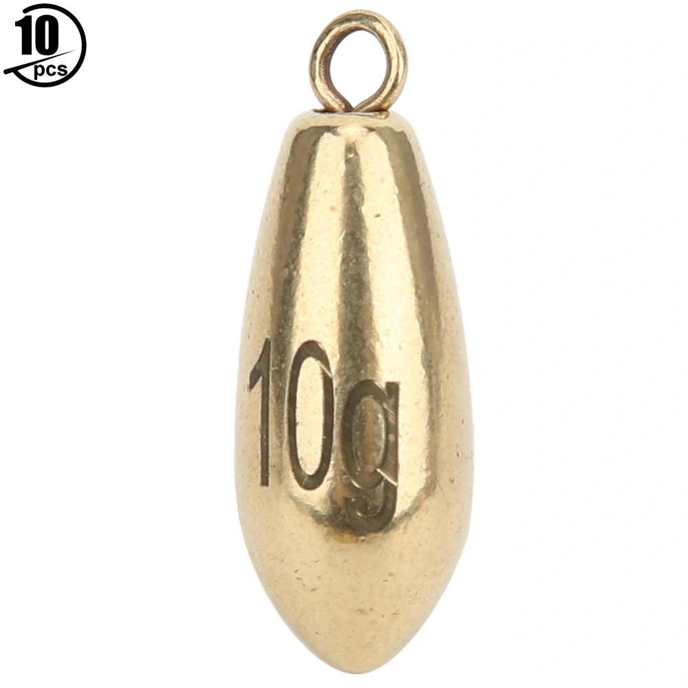 10PCS Alloy Copper Gold Portable Rotation Fishing Weights Sinkers Fish Tackle Accessory10g