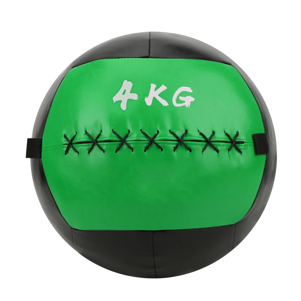 Leather Fitness Bodybuilding Wall Ball Balance Training Gravity Soft Medicine Training BallsGreen Black 4kg