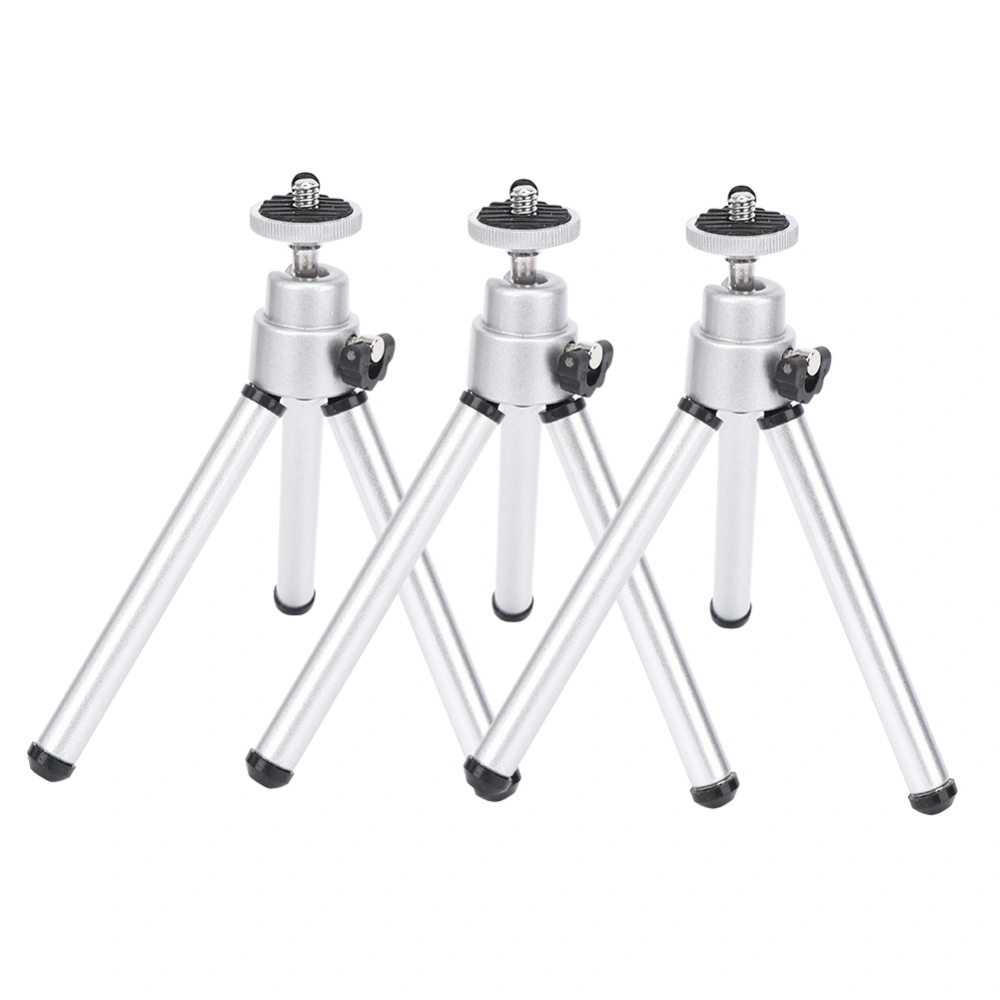 3PCS Aluminium Alloy Silver Stoving Varnish Mini Anti-Shake Telescope Tripod