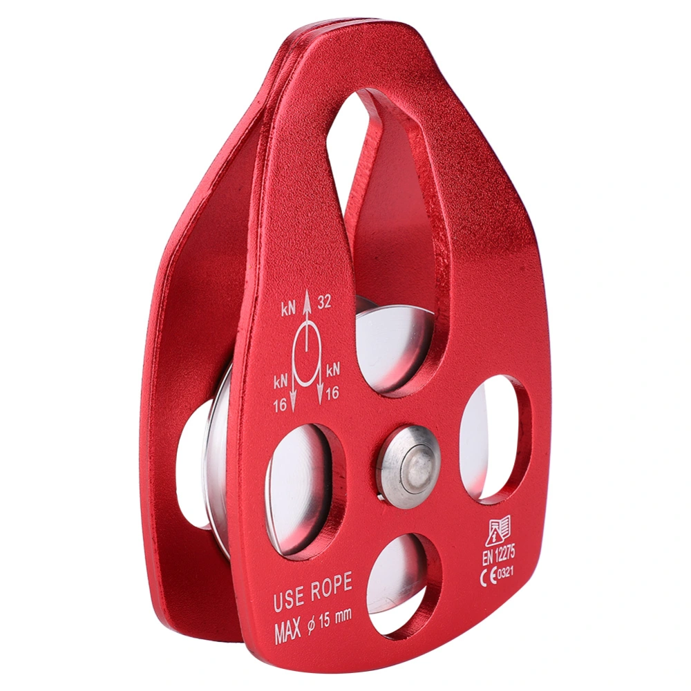 Outdoor Portable Aviation Aluminum Side Plate Climbing Single Sheave Fixed Pulley for Climbing Rescue High Altitude BrakedownRed