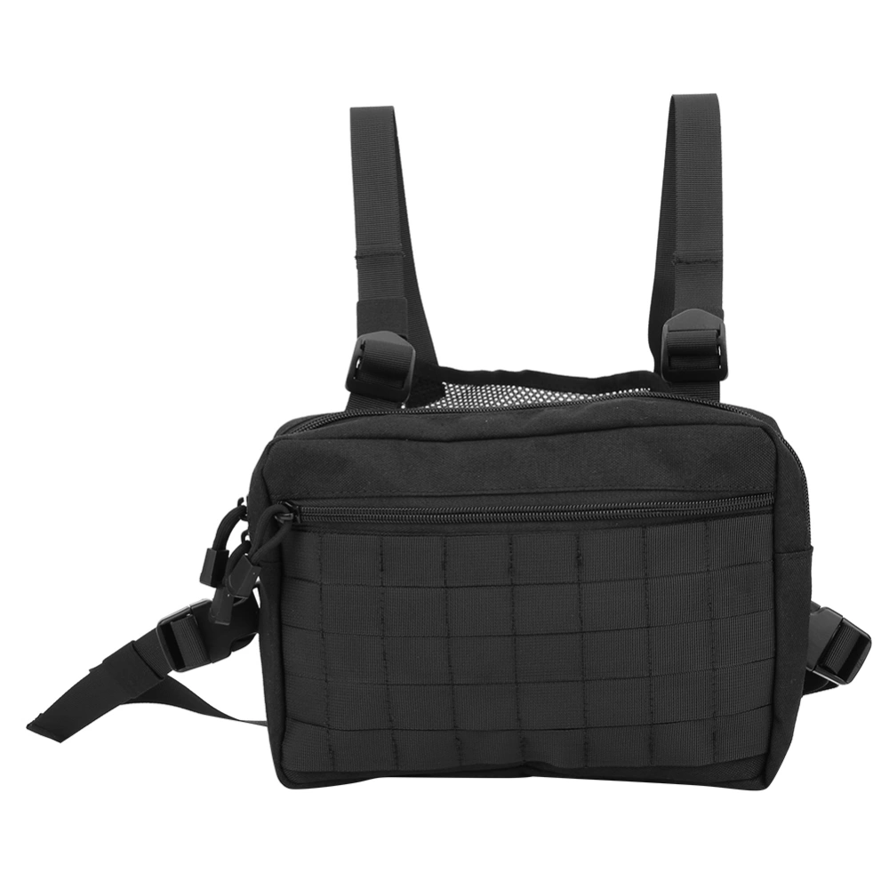 Multifunction Portable Tactics Polyester Adjustable Chest Bag Hanging Pack Black