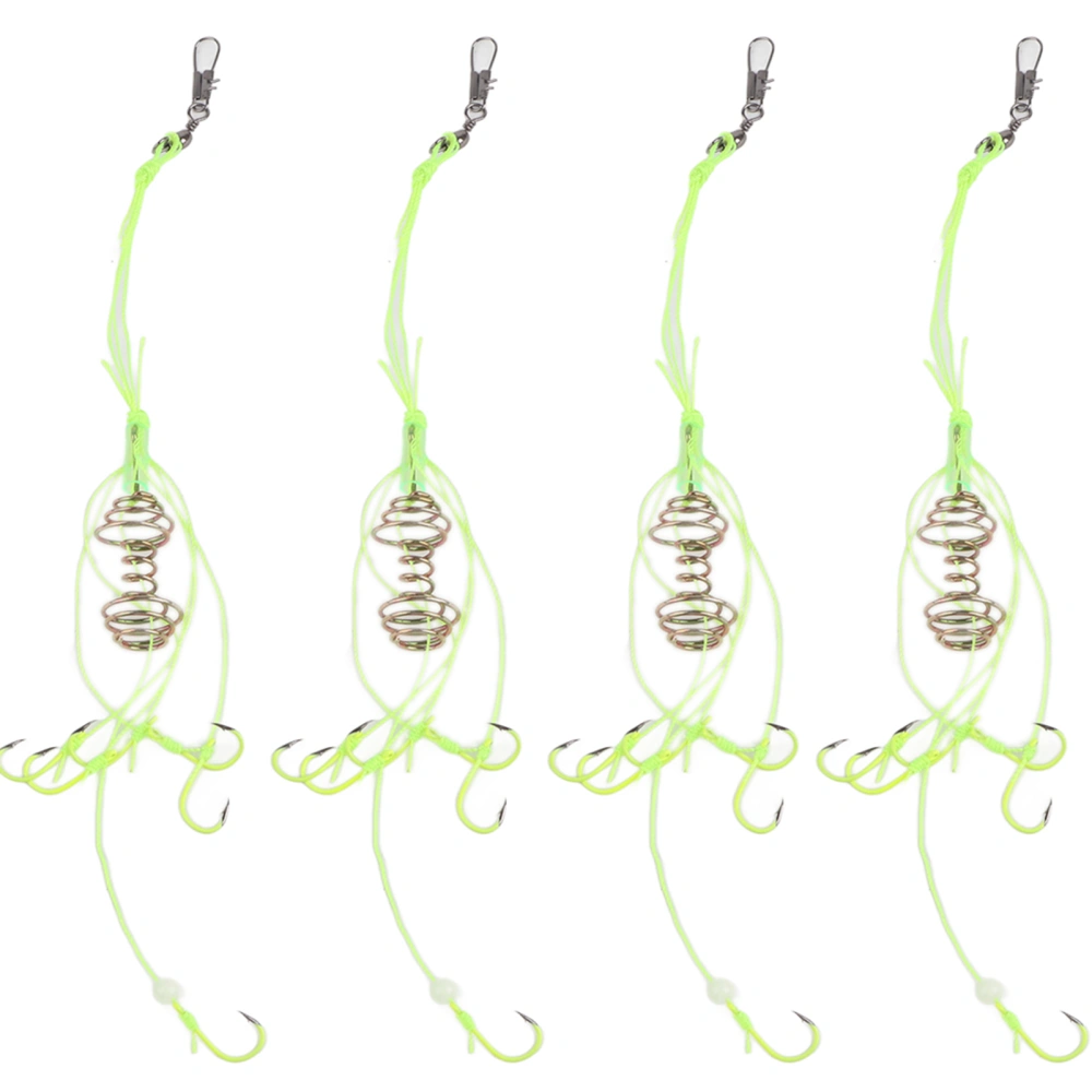 4Pcs Carp Fishing Baits Hook Lure Fish Bait Luminous with Spring Feeder Glow Beads Tackle9#