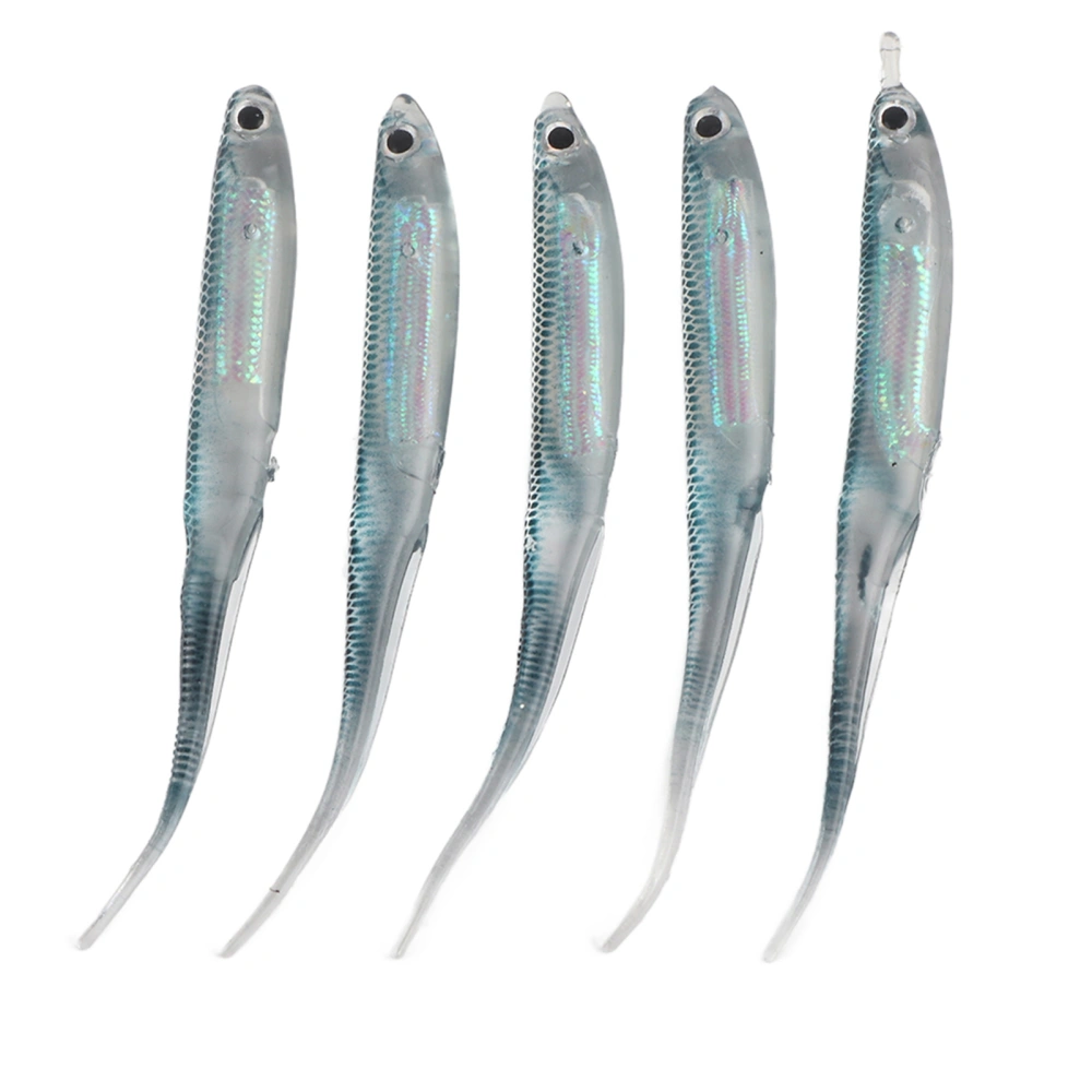 5Pcs Silicone Artificial Simulation Soft Fish Shape Lure Bait Fishing Tackle for Fresh Waterblue leopard