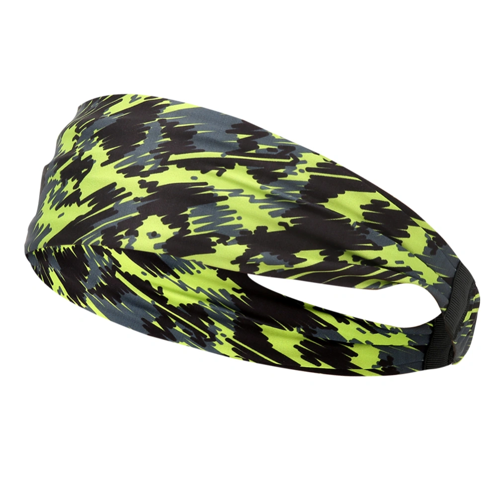 Polyurethane Fiber Green Printed Yoga Hair Band Quick Dry Outdoor Sports Fitness Headband for Running CyclingGreen