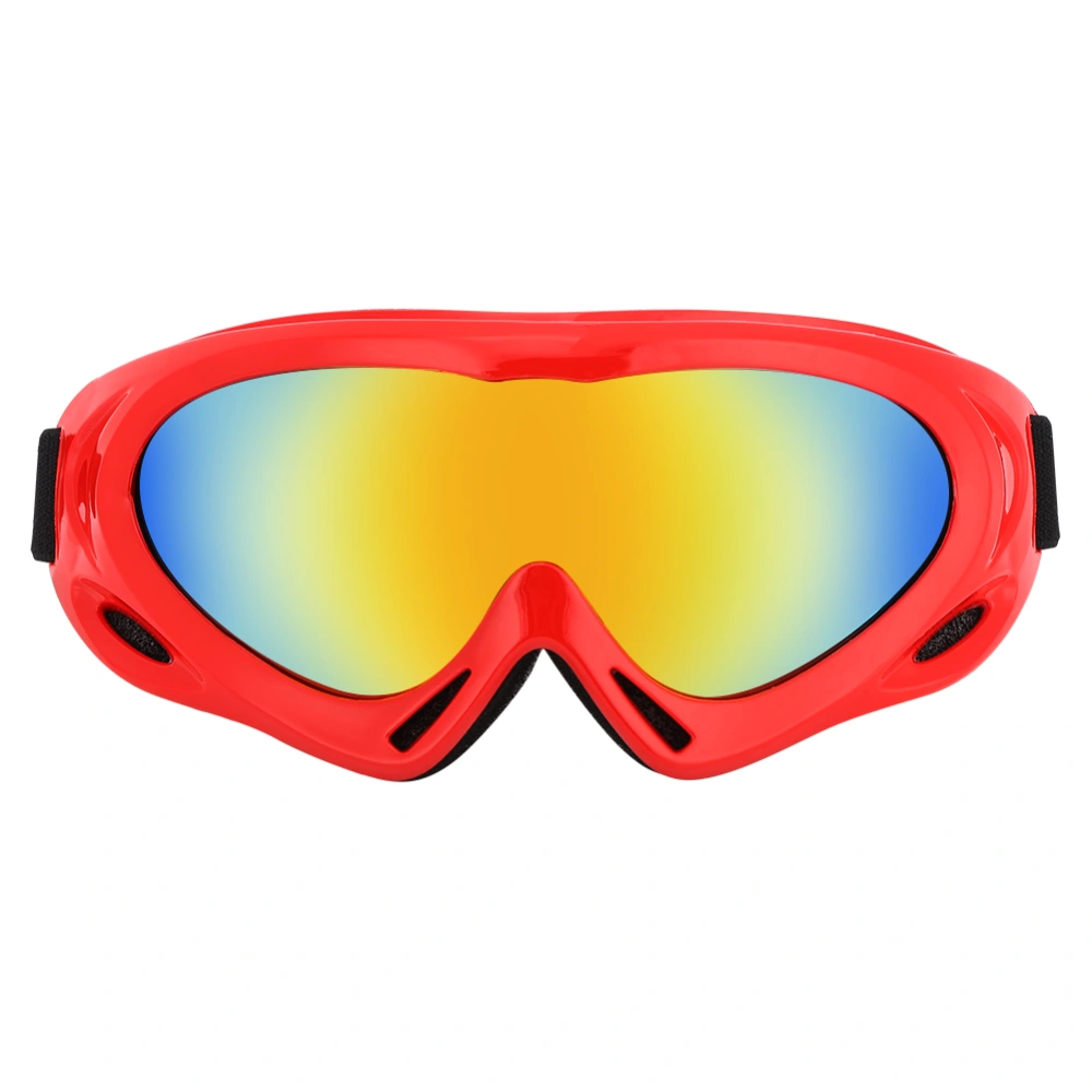 X400 Windproof Sand Proof Ski Goggles Protective Glasses for Climbing Cycling CS Sport(red frame colorful lens )