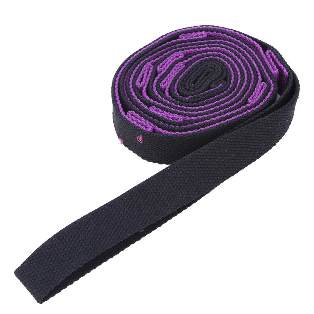 2m Yoga Stretch Belt Rope Increase Flexibility Leg Training Bands Strap for Exercise Fitness Gym(Purple Black )