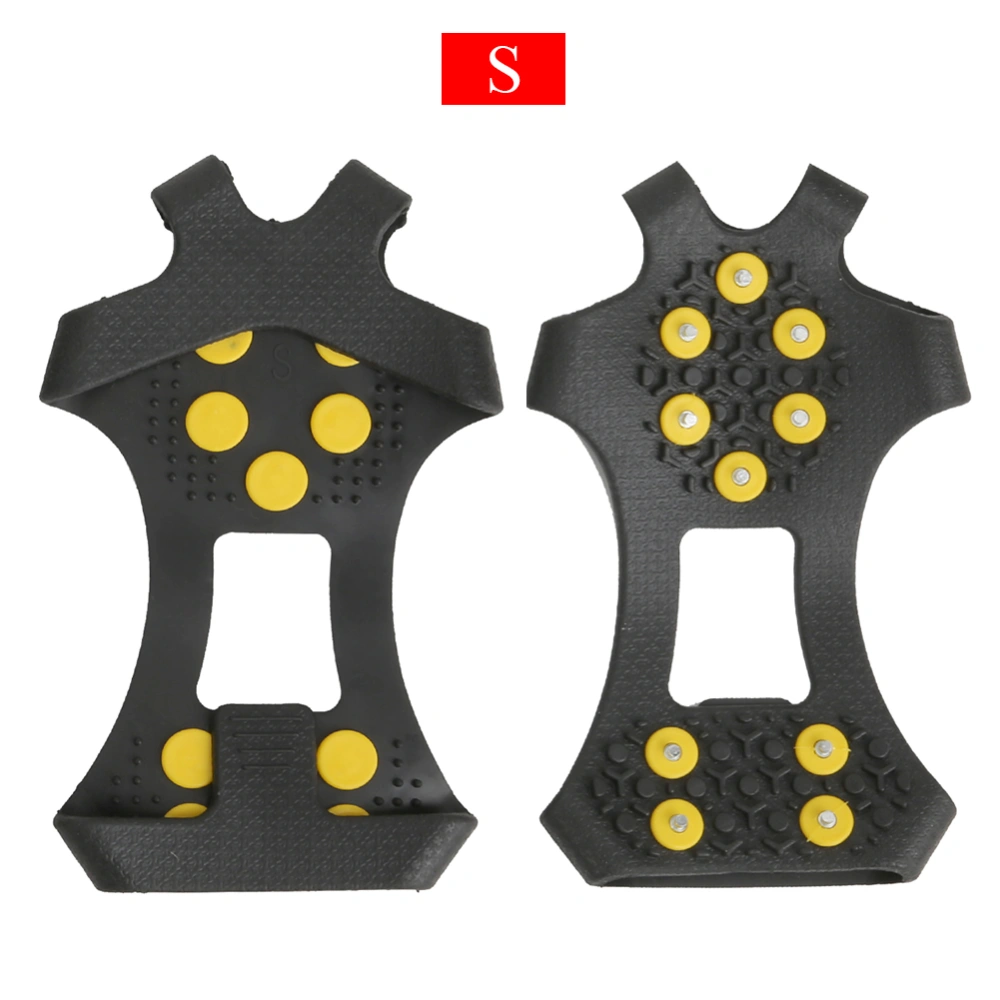 A Pair 10 Teeth Anti skid Ice Cleat Shoe Cover Grips Spikes Climbing Crampons for Outdoor Hiking Climbing(S: 30-35 )