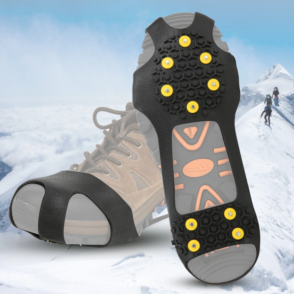 A Pair 10 Teeth Anti skid Ice Cleat Shoe Cover Grips Spikes Climbing Crampons for Outdoor Hiking Climbing(M: 36-40 )