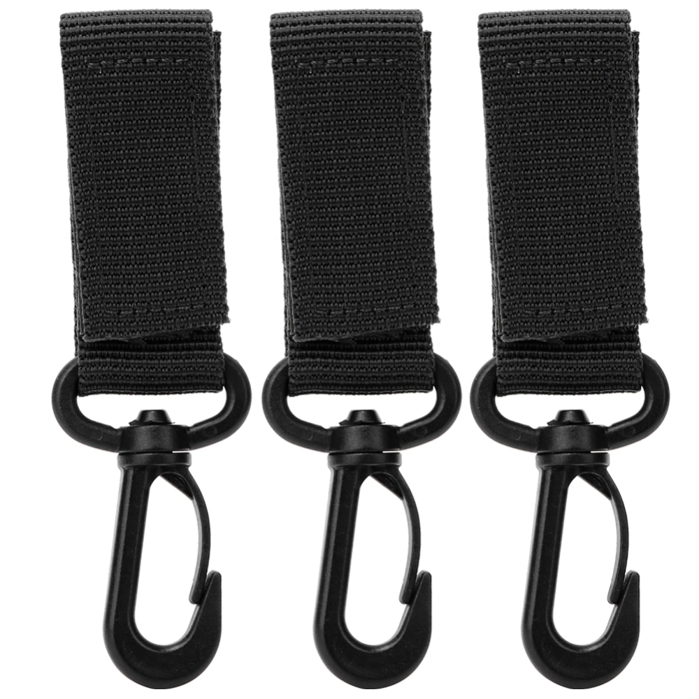 3Pcs Outdoor Supply 360 Degree Rotation Webbing Buckle Key Chain Belt Hookblack