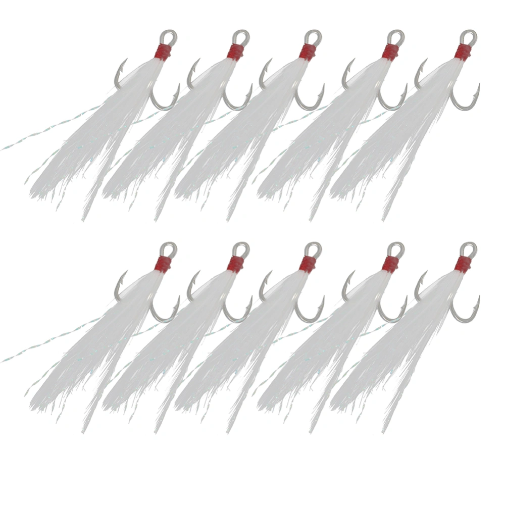 10PCS BOXSZ012 Stainless Steel Treble Anchor Hook with Feather Artificial Fishing Lure10#