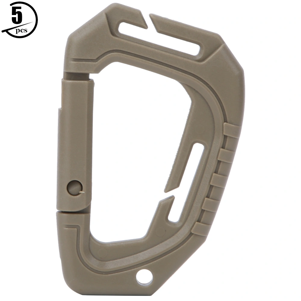 5PCS Lightweight Middle-sized Outdoor Climbing D shaped Carabiner Backpack Hook Buckle(Mud Color )