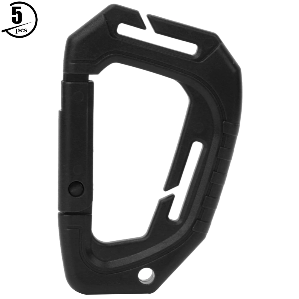 5PCS Lightweight Middle-sized Outdoor Climbing D shaped Carabiner Backpack Hook Buckle(Black )