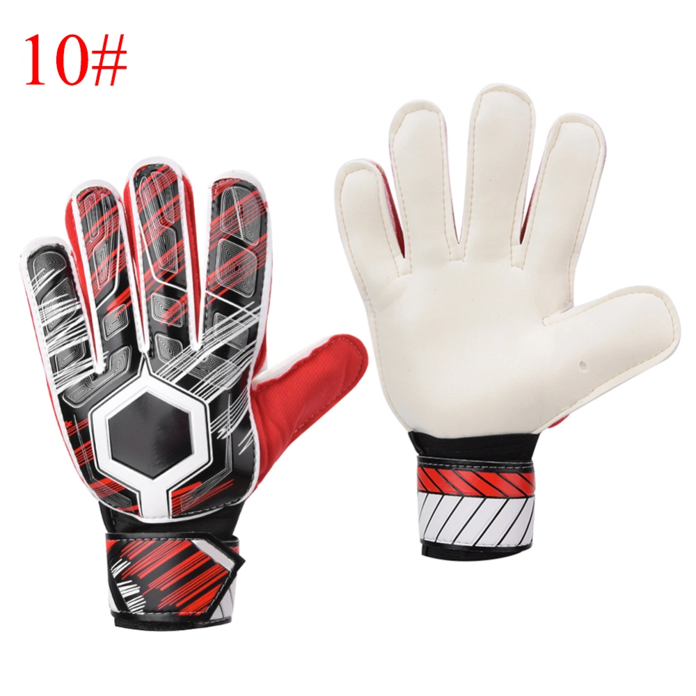 Latex Nylon PU Finger Protection Soccer Goalkeeper Gloves for Adult Children(Red 10#)