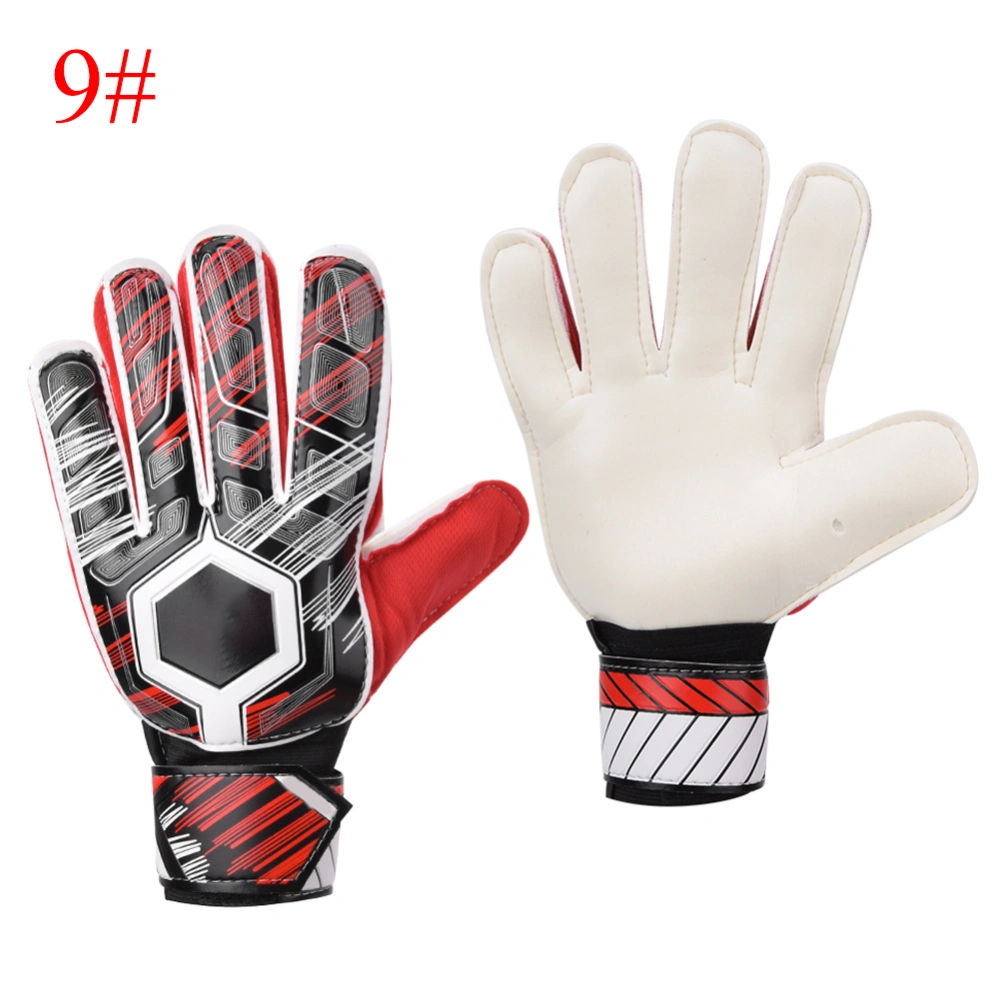 Latex Nylon PU Finger Protection Soccer Goalkeeper Gloves for Adult Children(Red 9#)