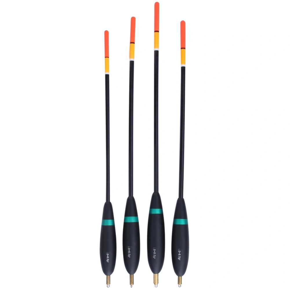 4PCS Balsa Wood Vertical Floater Copper Head with Fishing Float Bobber Bite Indicator