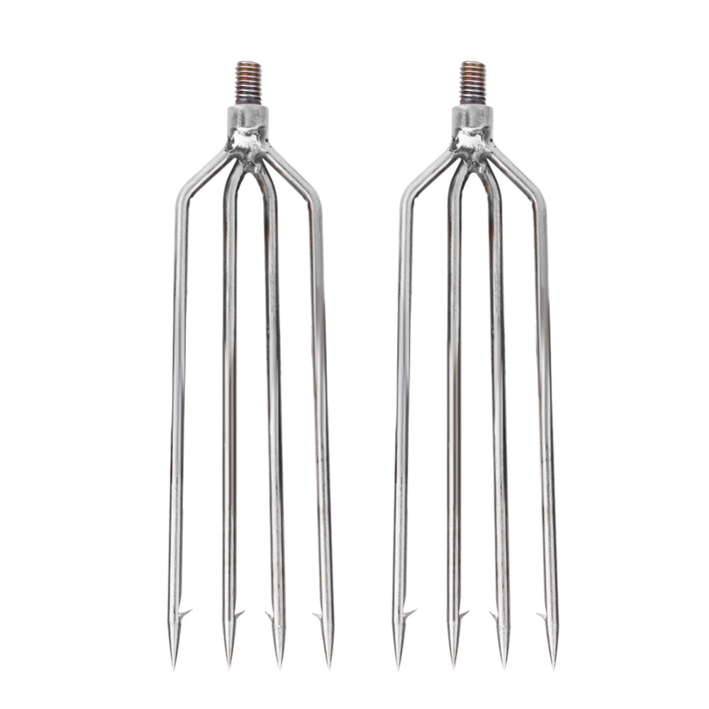 2 pcs Stainless Steel 4 Prongs Harpoon Gig Gaff Hook Barb Fish Spear for Outdoor Fishing Tackle