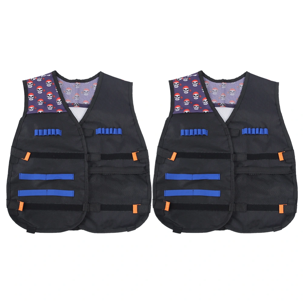 2 PCS Children's Skull Patterned Soft Tactical Vest Suits Soft Darts Equipment Accessories