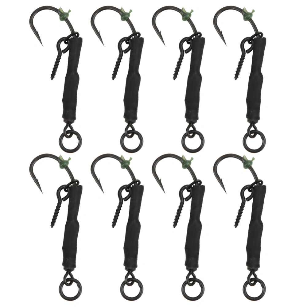 8 pcs Ronnie Rigs Barbed Swivels Carp Fishing Hook Fish Kit Accessoriesblack 6# Barbed