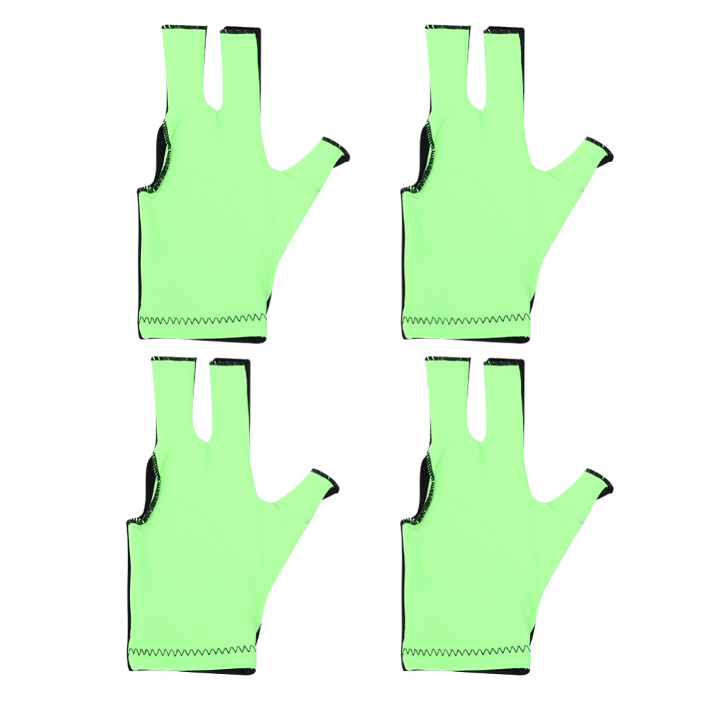 4Pcs Universal Unisex Left Hand Three Finger Gloves Smooth Billiard Accessory(green )